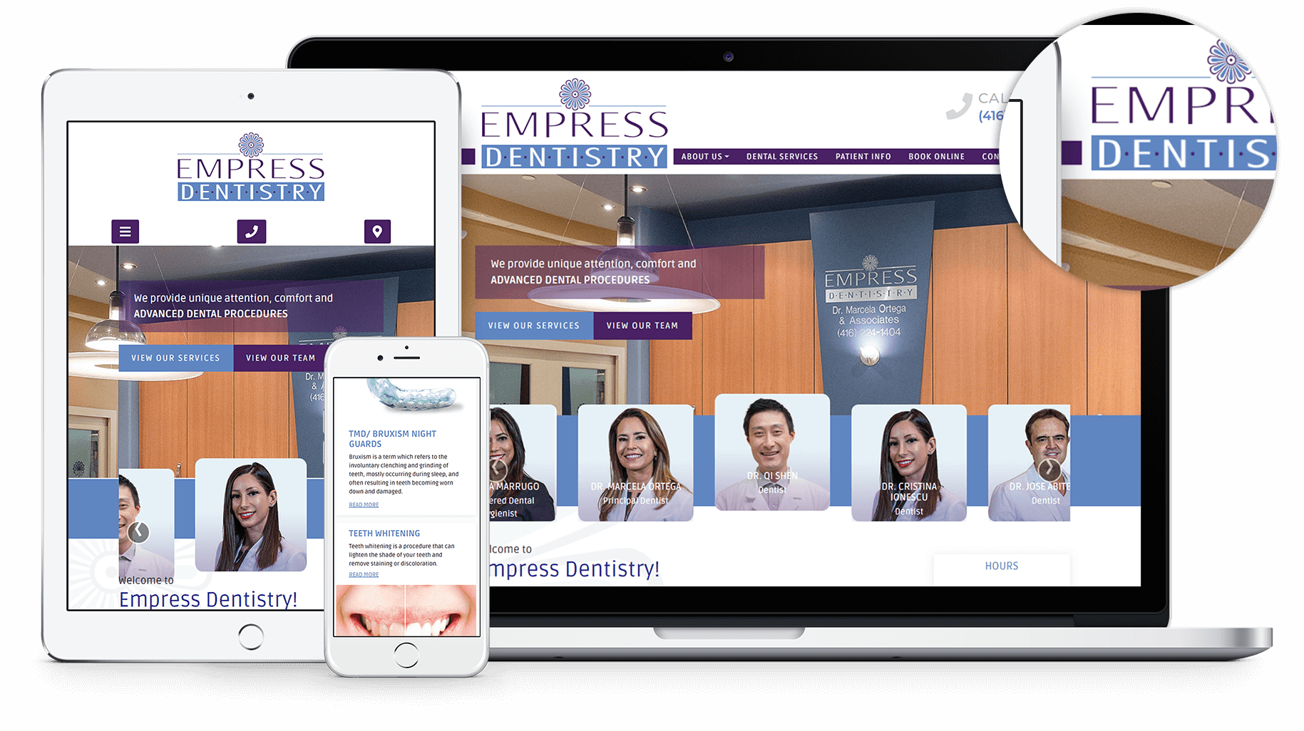 A newly revamped dental website for Empress Dentistry. The new website is interactive and gives better access to Dental procedures.