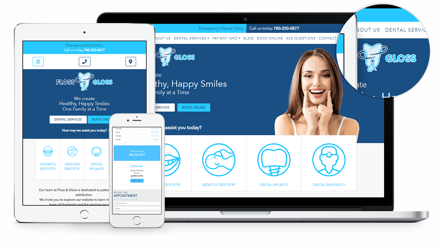 The new website for Floss & Gloss Dental in Edmonton, Alberta is a recent project we’re very proud of at MarketDental