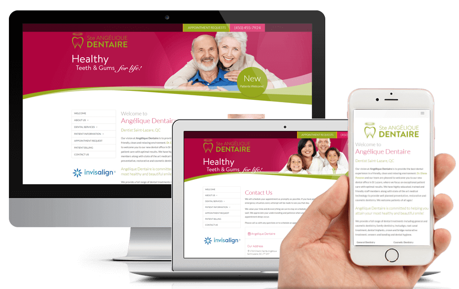 We are pleased to announce the launch of a new dental website for Angelique Dentaire. Angelique Dentaire is located in St. Lazare, QC