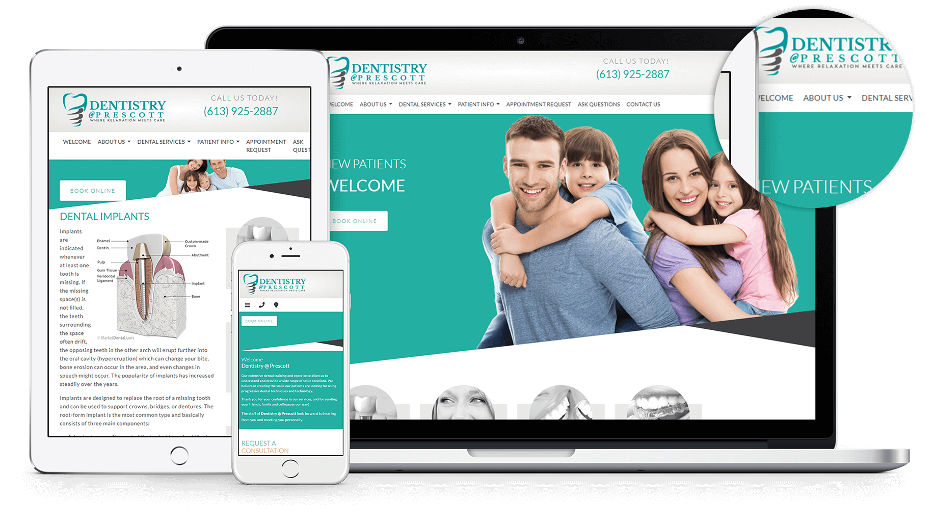 Dentistry at Prescott in Prescott, Ontario needed an updated and freshened website as the previous one had become out of date