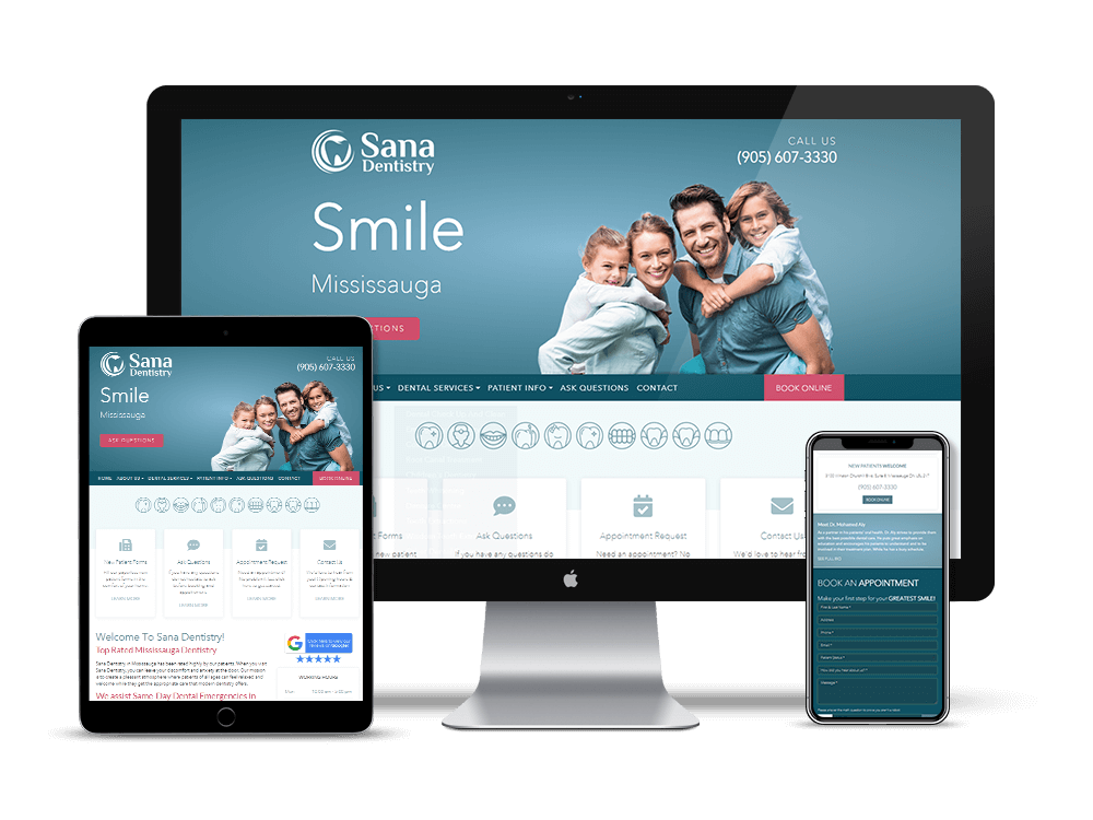 Sana Dentistry's new website is complete. Custom dental websites, dental marketing, and SEO for dentists and dental professionals