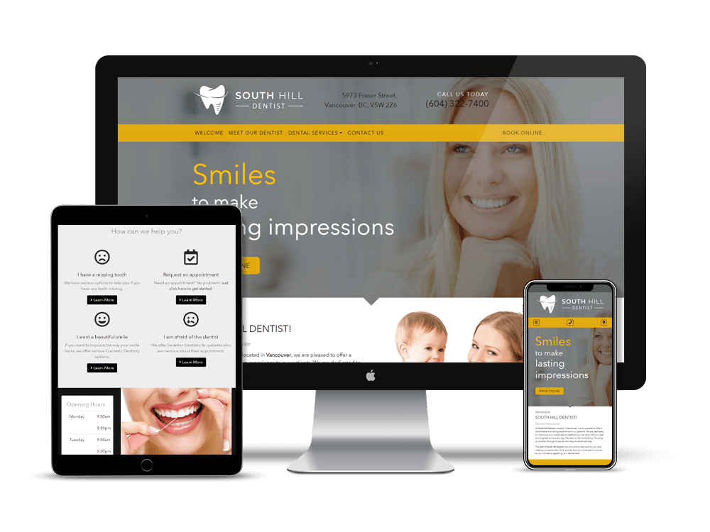 Custom dental websites and SEO for dentists and dental professionals. We crafted a fresh impressive design for South Hill Dentist