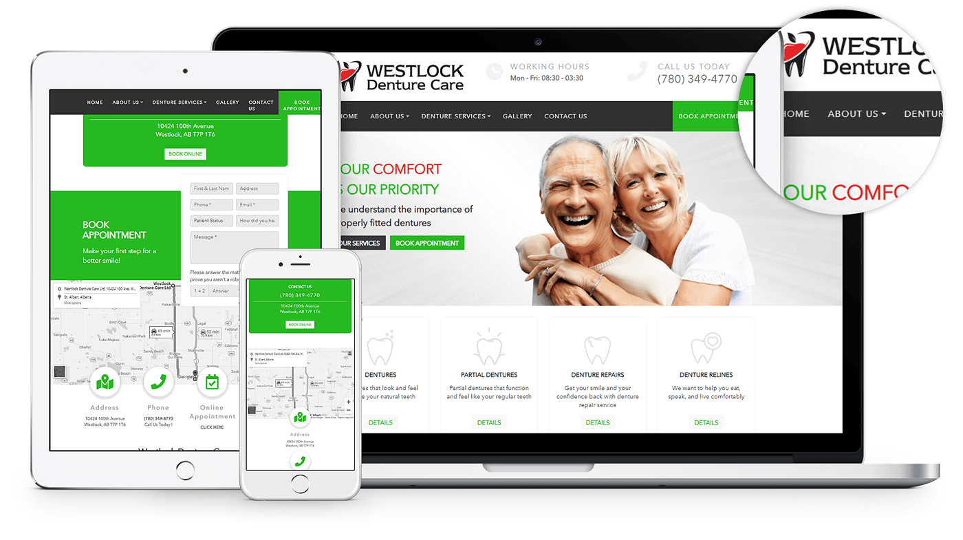 This dental clinic focuses on Dentures, so the goal of the website was to have comprehensive information on dentures for patients.