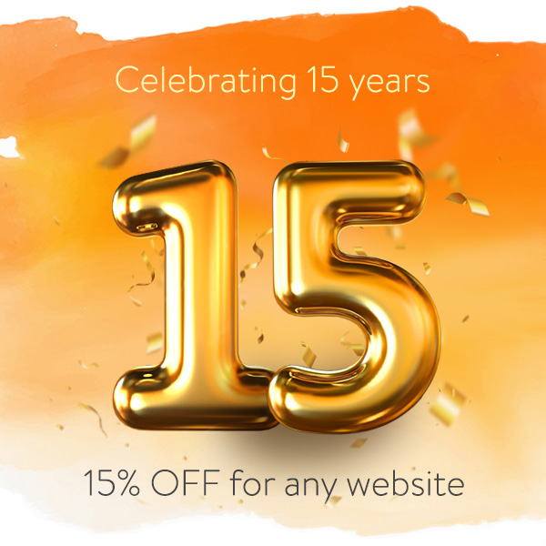15 years celebration with 15% discount